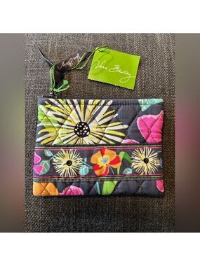 NWT VERA BRADLEY Floral Quilted Cloth Zip Coin Bill Pouch ‘Jazzy Blooms’